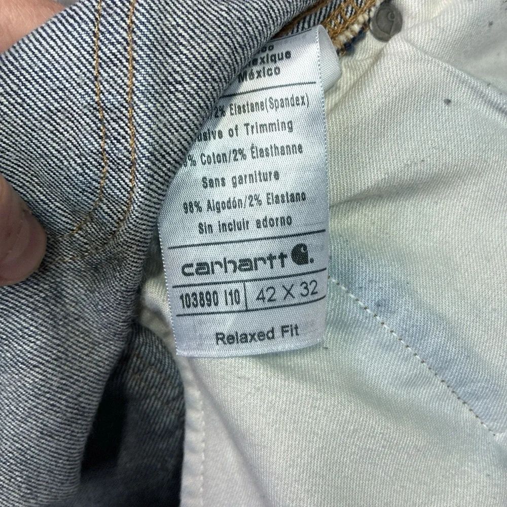 Carhartt Logger Jeans 42x32 Denim Double Knee Work Pants‎ Rare Distressed